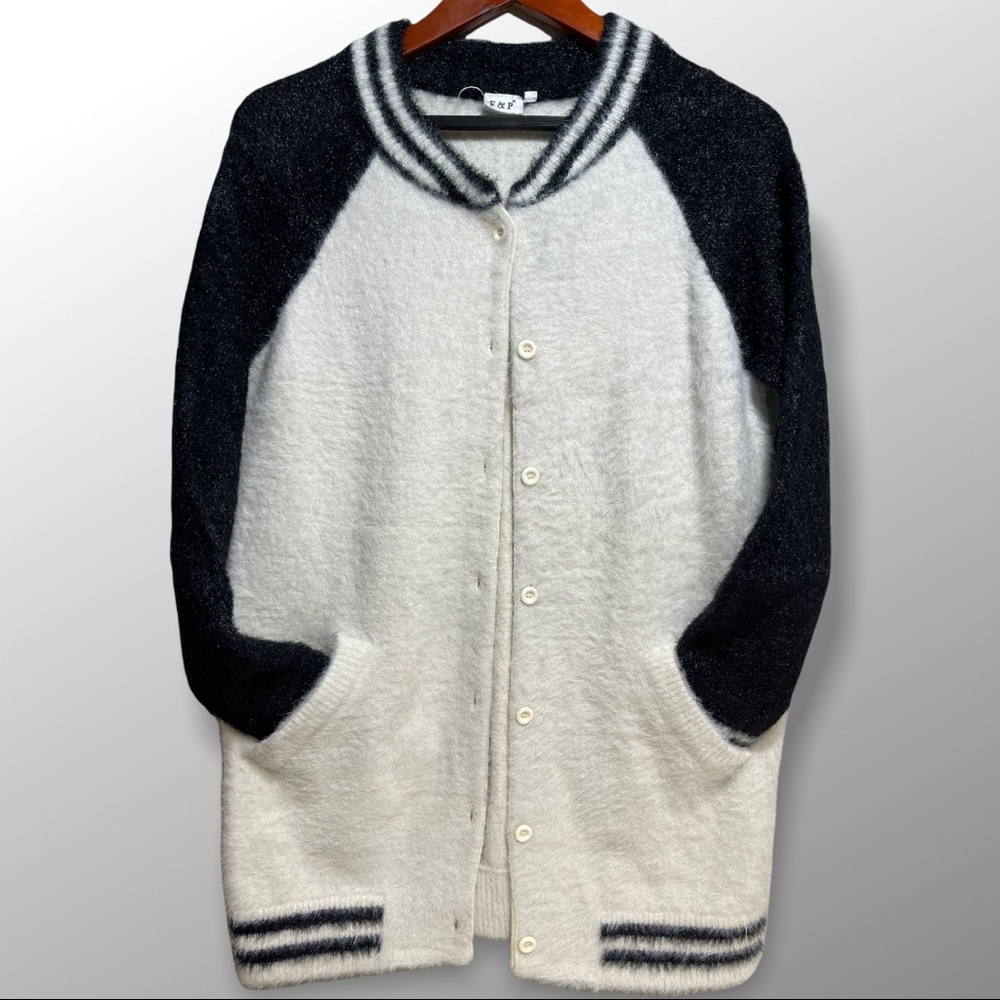 F&P fuzzy baseball cardigan
